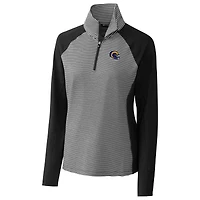 Women's Cutter & Buck  Black Los Angeles Rams Helmet Logo DryTec Forge Tonal Stripe Stretch Half-Zip Top