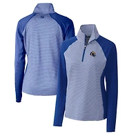 Women's Cutter & Buck  Royal Los Angeles Rams Helmet Logo DryTec Forge Tonal Stripe Stretch Half-Zip Top