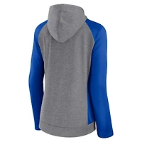 Women's Fanatics Gray/Royal Los Angeles Rams Blind Side Raglan Full-Zip Hoodie