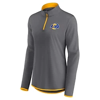 Women's Fanatics  Gray Los Angeles Rams Corner Long Sleeve 1/4 Zip Top