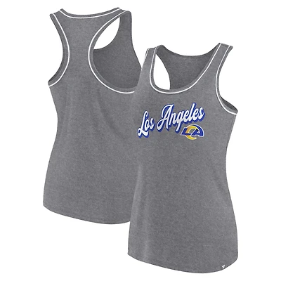 Women's Fanatics Gray Los Angeles Rams Wordmark Logo Racerback Scoop Neck Tank Top