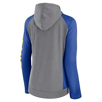 Sweat à capuche léger entièrement zippé Fanatics Heather Grey/College Royal Los Angeles Rams Blind Side pour femmes