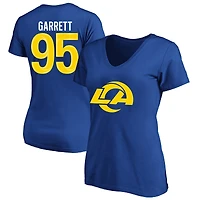 Women's Fanatics Myles Garrett Royal Los Angeles Rams Plus Name & Number V-Neck T-Shirt
