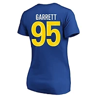 Women's Fanatics Myles Garrett Royal Los Angeles Rams Plus Name & Number V-Neck T-Shirt