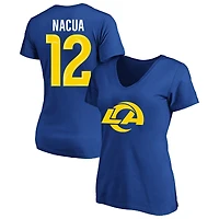 T-shirt à col en V pour femme Fanatics Puka Nacua Royal Los Angeles Rams, grande taille, nom et numéro
