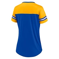Women's Fanatics Royal/Gold Los Angeles Rams Blitz & Glam Lace-Up V-Neck Jersey T-Shirt