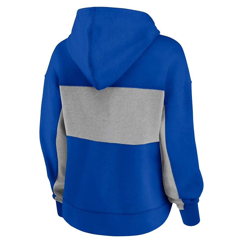 Sweat à capuche Fanatics Royal/Heather Grey pour femmes, Los Angeles Rams Filled Stat Sheet