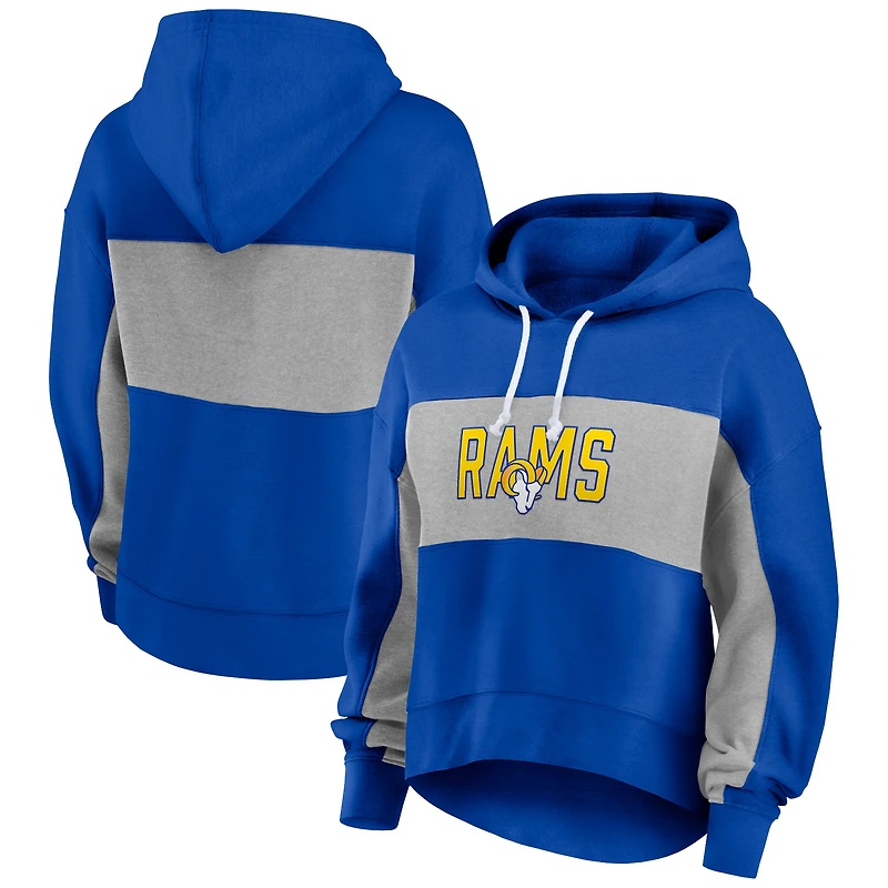 Sweat à capuche Fanatics Royal/Heather Grey pour femmes, Los Angeles Rams Filled Stat Sheet