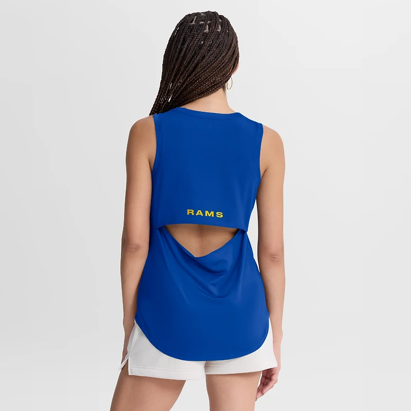 Débardeur de performance Fanatics Royal Los Angeles Rams pour femme, dos en maille drapée