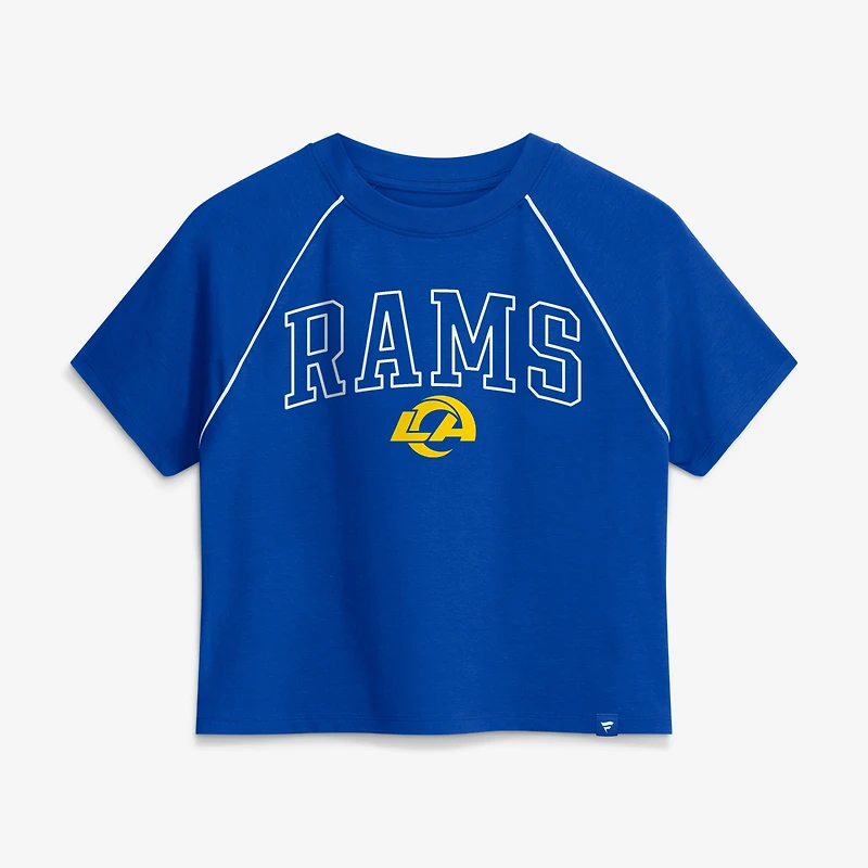 Haut court raglan tri-blend pour femme, motif offensif des Rams de Los Angeles, collection Fanatics Royal
