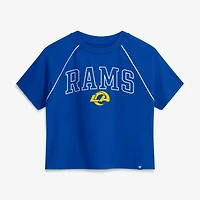 Haut court raglan tri-blend pour femme, motif offensif des Rams de Los Angeles, collection Fanatics Royal