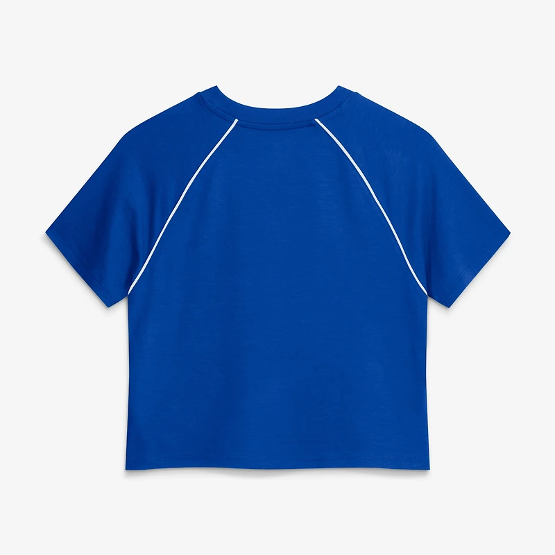 Women's Fanatics Royal Los Angeles Rams Offensive Scheme Raglan Tri-Blend Cropped Top