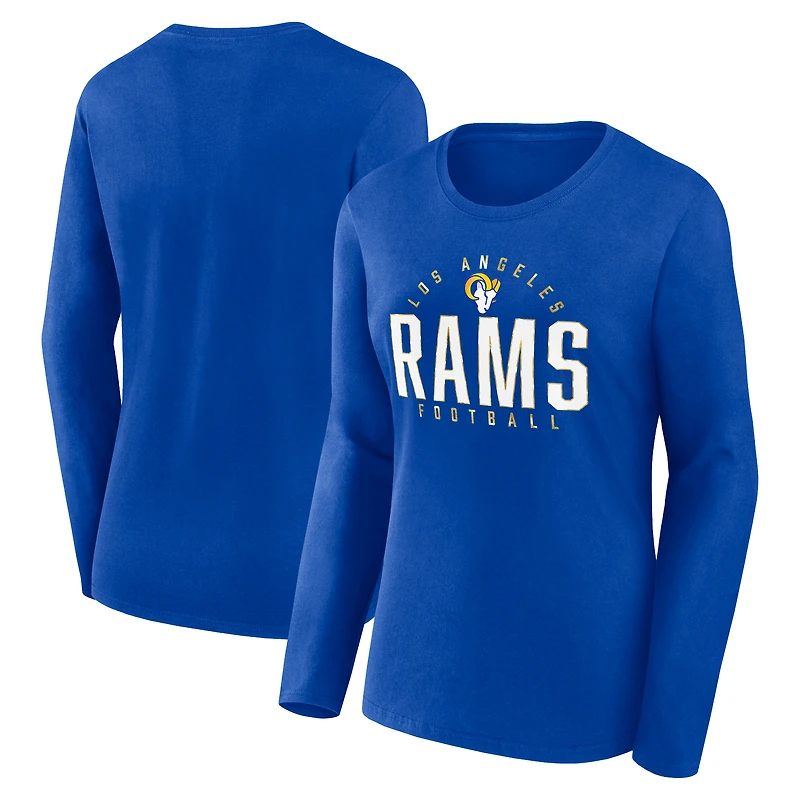 T-shirt à manches longues Foiled Play Fanatics Royal Los Angeles Rams pour femmes, grande taille