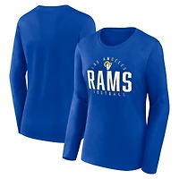 T-shirt à manches longues Foiled Play Fanatics Royal Los Angeles Rams pour femmes, grande taille