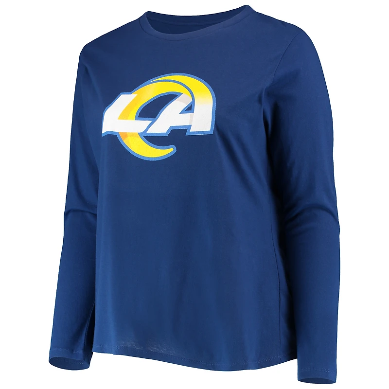 T-shirt à manches longues avec logo principal Fanatics Royal Los Angeles Rams pour femmes, grande taille