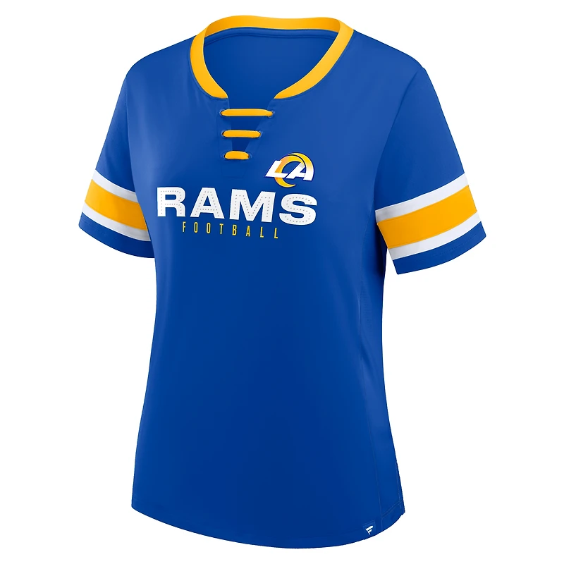Women's Fanatics Royal Los Angeles Rams Redzone Draw Play Athena Lace-Up T-Shirt
