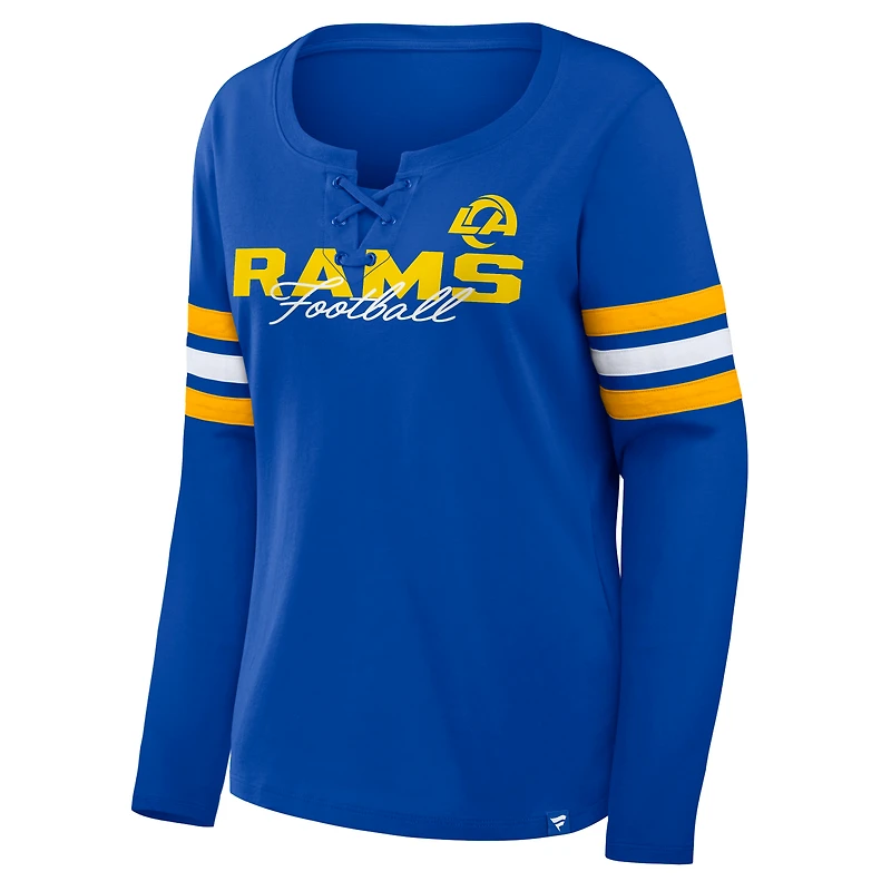Women's Fanatics  Royal Los Angeles Rams Team First Coverage Scheme Lace-Up Long Sleeve T-Shirt