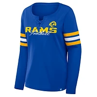 Women's Fanatics  Royal Los Angeles Rams Team First Coverage Scheme Lace-Up Long Sleeve T-Shirt