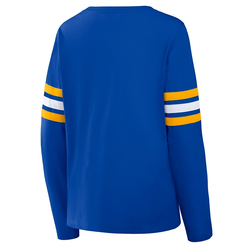 Women's Fanatics  Royal Los Angeles Rams Team First Coverage Scheme Lace-Up Long Sleeve T-Shirt