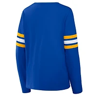 Women's Fanatics  Royal Los Angeles Rams Team First Coverage Scheme Lace-Up Long Sleeve T-Shirt