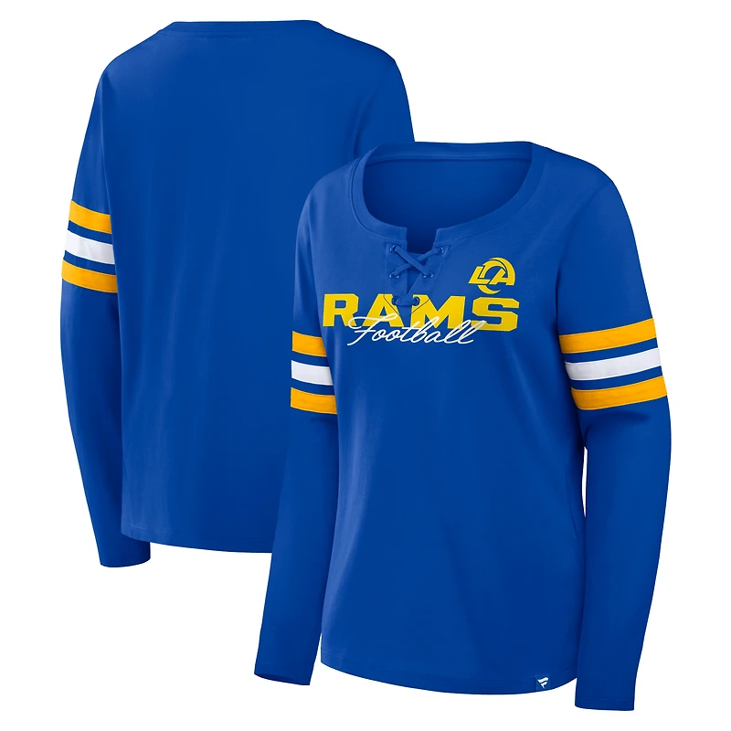T-shirt à manches longues lacets Fanatics Royal Los Angeles Rams pour femmes
