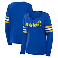 T-shirt à manches longues lacets Fanatics Royal Los Angeles Rams pour femmes