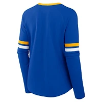Women's Fanatics Royal Los Angeles Rams Won and Done Lace-Up Long Sleeve Fashion Top