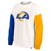 Sweat-shirt blanc avec logo principal color block Fanatics des Rams de Los Angeles pour femmes
