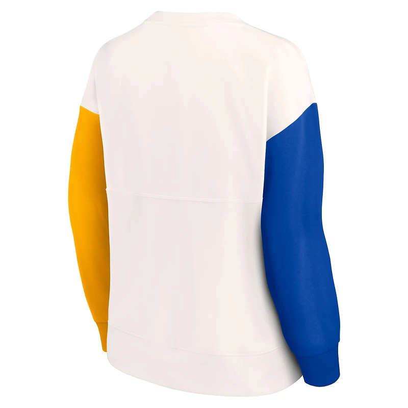 Sweat-shirt blanc avec logo principal color block Fanatics des Rams de Los Angeles pour femmes