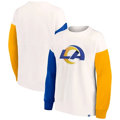 Sweat-shirt blanc avec logo principal color block Fanatics des Rams de Los Angeles pour femmes