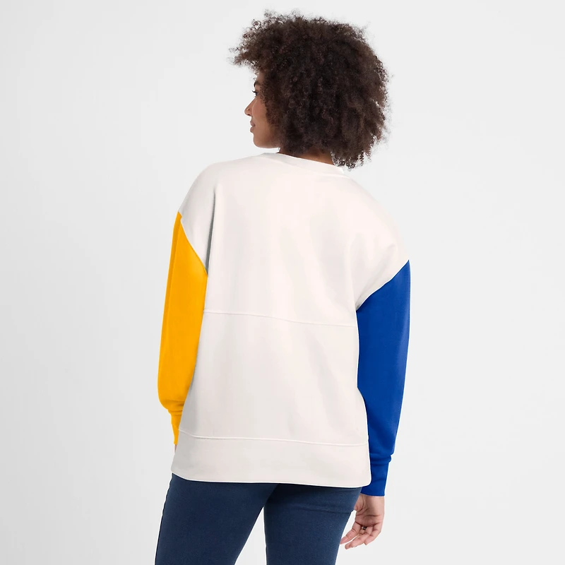 Sweat-shirt blanc avec logo principal color block Fanatics des Rams de Los Angeles pour femmes