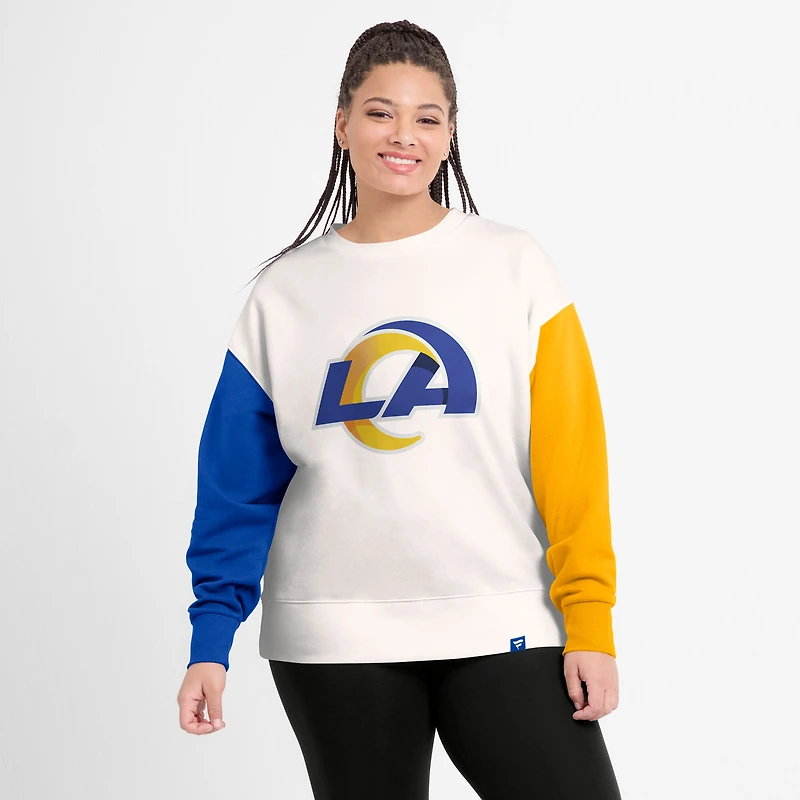 Sweat-shirt blanc avec logo principal color block Fanatics des Rams de Los Angeles pour femmes