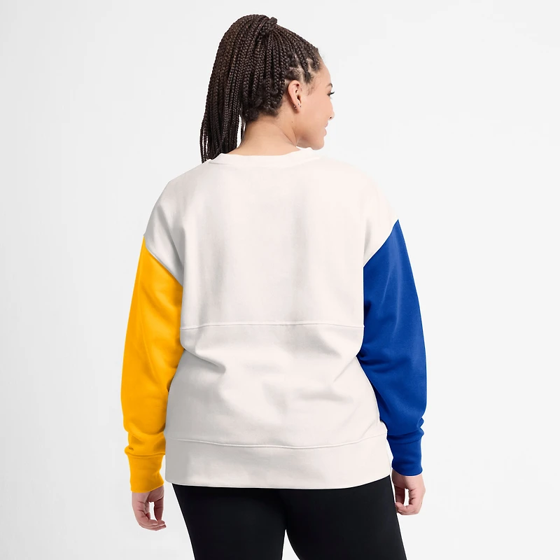 Sweat-shirt blanc avec logo principal color block Fanatics des Rams de Los Angeles pour femmes