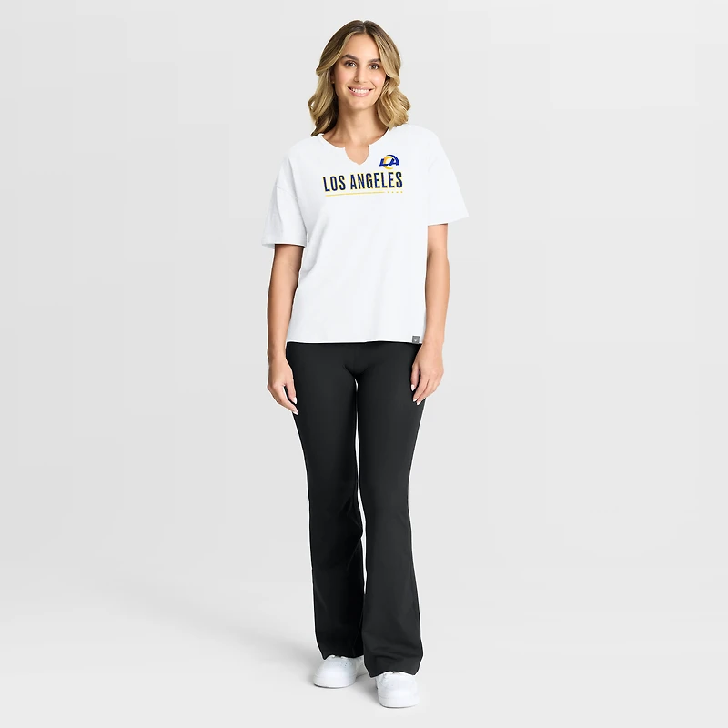 Women's Fanatics White Los Angeles Rams Redzone Slub Boxy T-Shirt