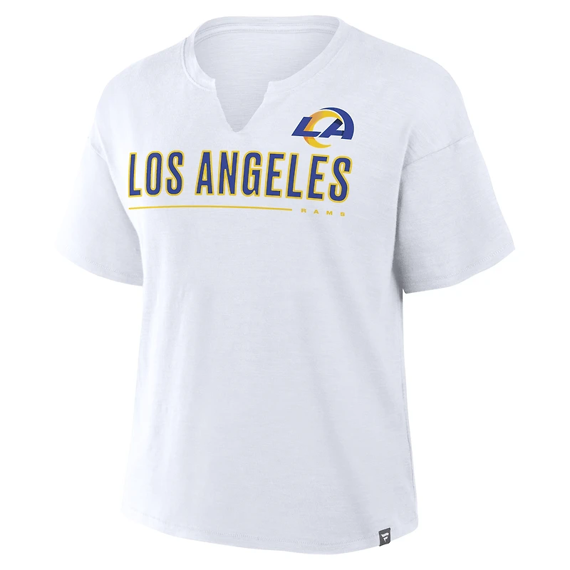 Women's Fanatics White Los Angeles Rams Redzone Slub Boxy T-Shirt