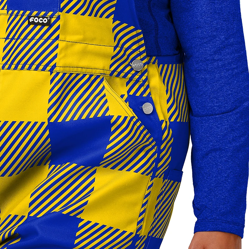 Salopette à carreaux FOCO Royal Los Angeles Rams pour femme avec grand logo