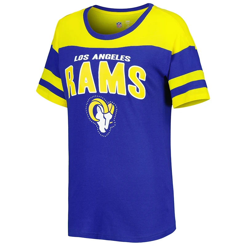 Women's G-III 4Her by Carl Banks Royal/Gold Los Angeles Rams Play the Ball T-Shirt