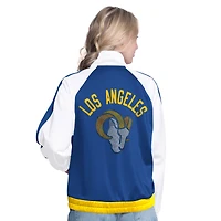 Women's G-III 4Her by Carl Banks White/Royal Los Angeles Rams Rally Rhinestone Full-Zip Track Jacket