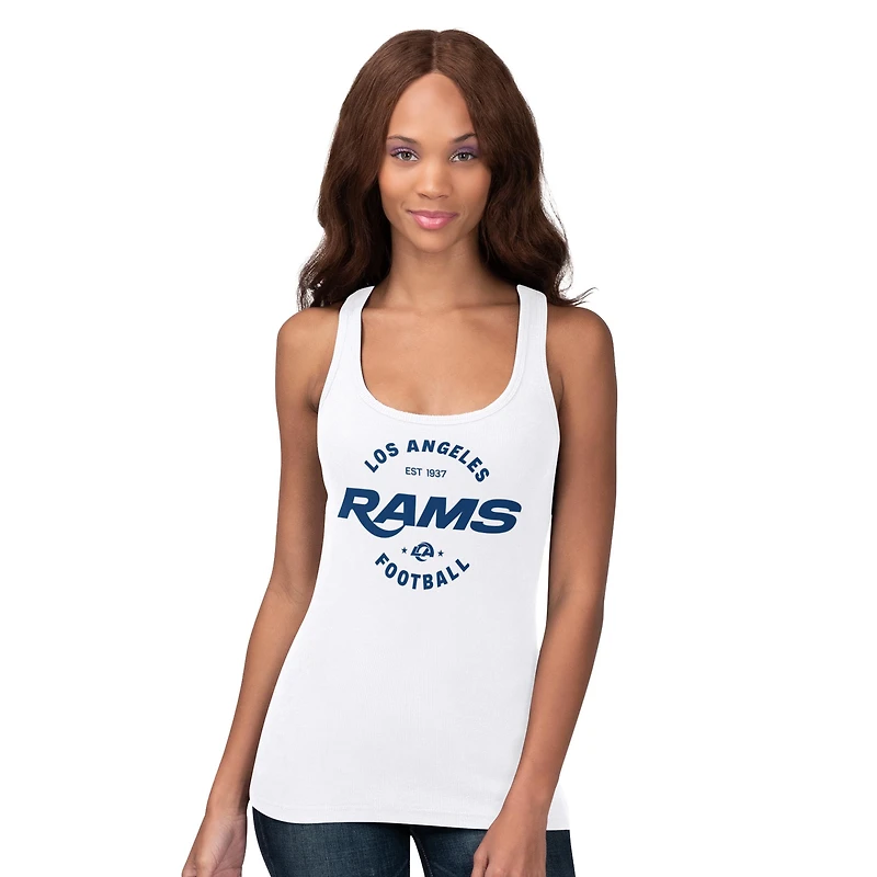 Débardeur blanc G-III 4Her pour femme, par Carl Banks, Los Angeles Rams, pré-saison