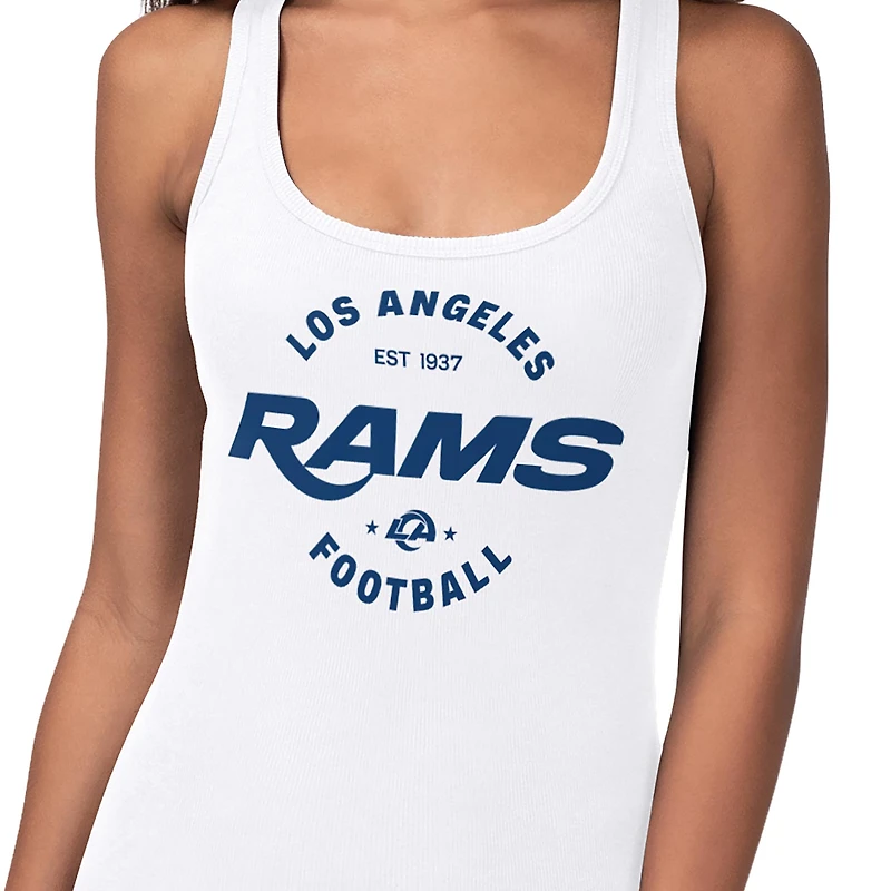 Débardeur blanc G-III 4Her pour femme, par Carl Banks, Los Angeles Rams, pré-saison