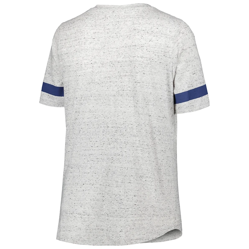 Women's Heather Gray Los Angeles Rams Plus Lace-Up V-Neck T-Shirt
