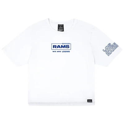 Women's LEGENDS White Los Angeles Rams Aviation Crop T-Shirt