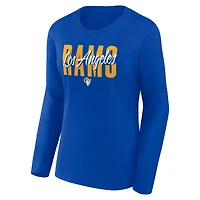 Women's Logo Athletic Royal Los Angeles Rams Grip Long Sleeve T-Shirt