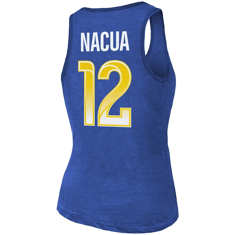 Débardeur à col rond et trois couleurs Majestic Threads Puka Nacua Royal Los Angeles Rams, nom numéro