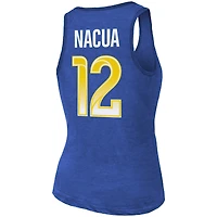 Débardeur à col rond et trois couleurs Majestic Threads Puka Nacua Royal Los Angeles Rams, nom numéro