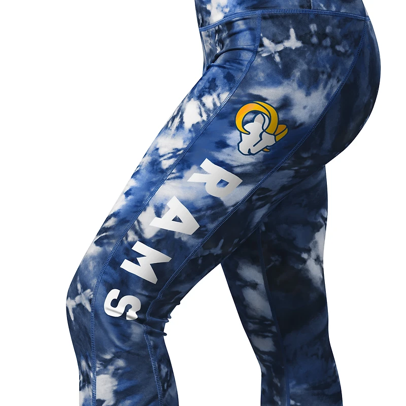 Women's MSX by Michael Strahan Navy Los Angeles Rams Aubrey Tie-Dye Leggings