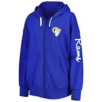 Sweat à capuche léger entièrement zippé MSX by Michael Strahan Royal Los Angeles Rams Emerson pour femme