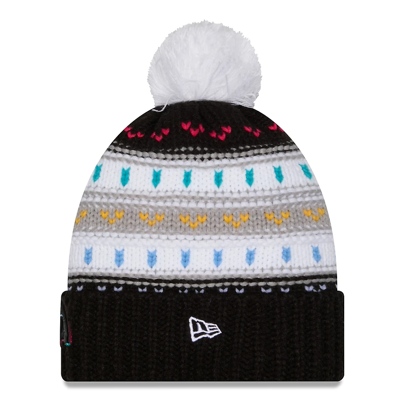 Bonnet à revers et pompon NFL Crucial Catch 2025 des Los Angeles Rams de New Era pour femme, noir