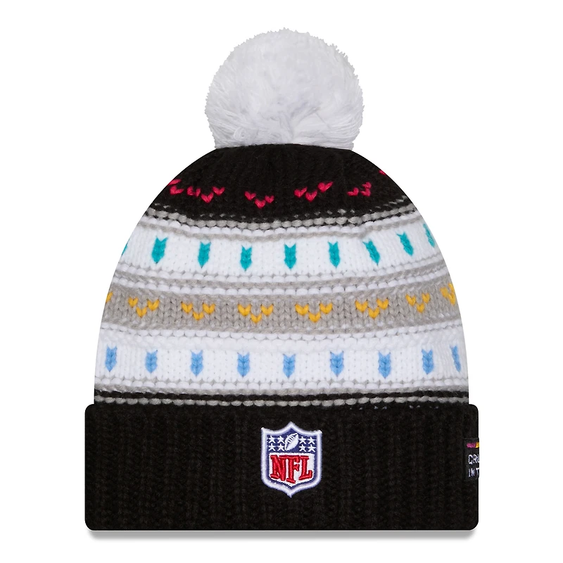 Bonnet à revers et pompon NFL Crucial Catch 2025 des Los Angeles Rams de New Era pour femme, noir