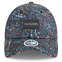 Casquette ajustable noire New Era Los Angeles Rams 2025 NFL Crucial Catch Pony Tail pour femme
